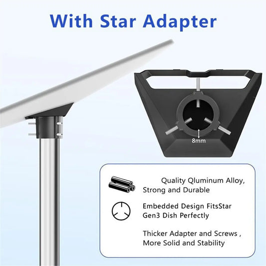 Gen 3 Pipe Adapter for Gen3 Satellite Bracket Roof Mounting Stand, fixed connector, compatible with satellite installation hardware.