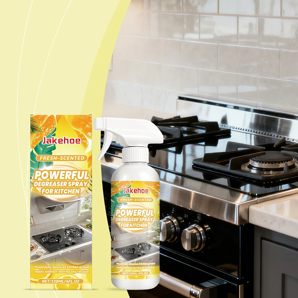 Heavy-duty kitchen grease cleaner spray by BACKUPMYFILESNOW.COM® showing a spray bottle used for cleaning greasy kitchen surfaces.