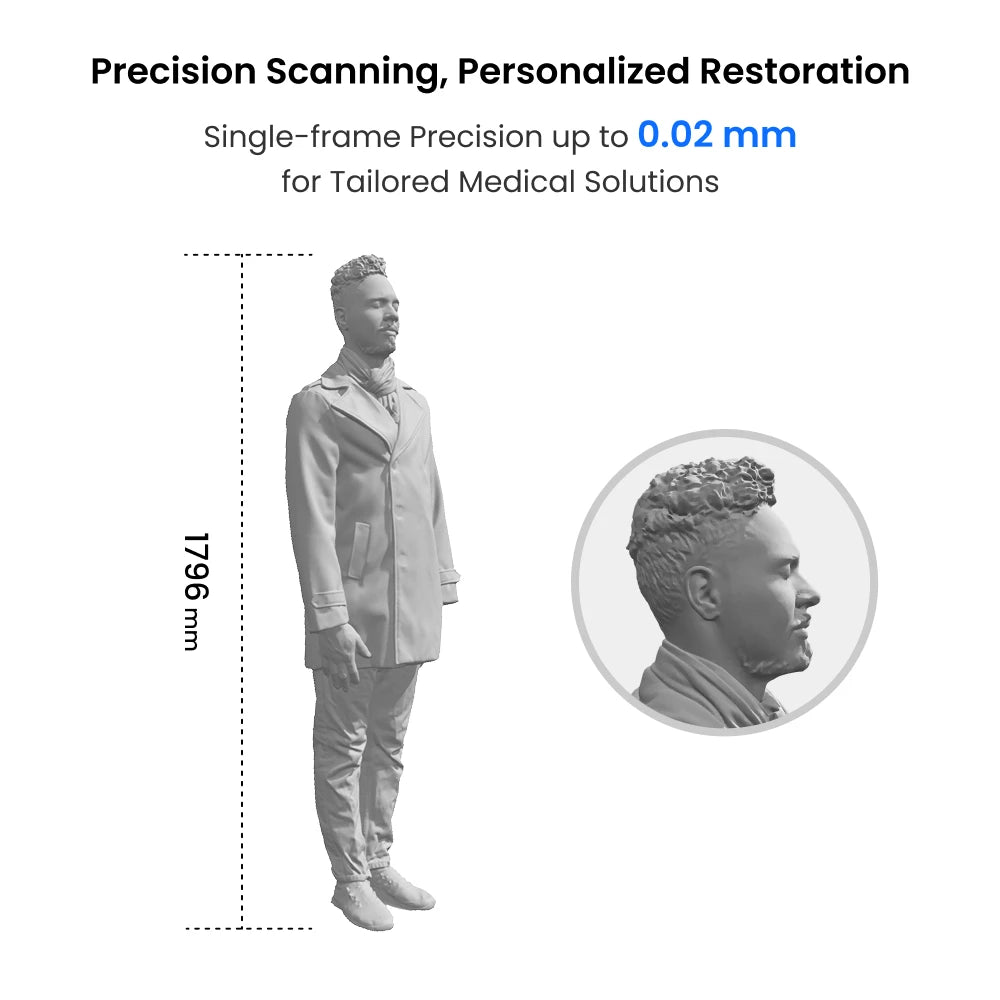 Revopoint MIRACO Plus 3D scanner for 3D printing, handheld body scanner with 0.02mm precision and photogrammetric metrology kit.