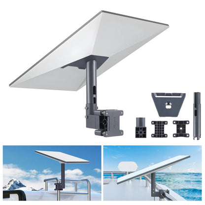 Silver Starlink Gen 3 adjustable mounting kit for roof or wall installation, compatible with V3 Starlink satellites.