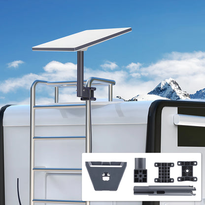 Silver Starlink Gen 3 Mount with 360° adjustable design, compatible with V3 Starlink, for roof or exterior wall installation.