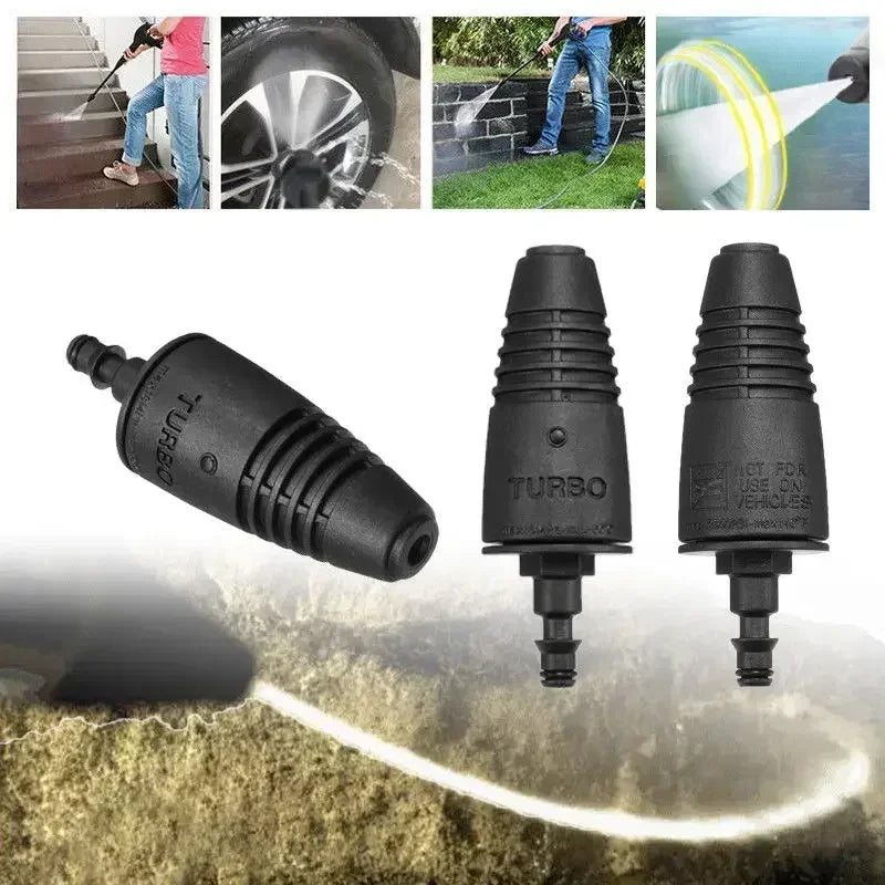Turbo nozzle for pressure washer, rotating spray gun for Karcher garden watering, irrigation, and car washing applications.