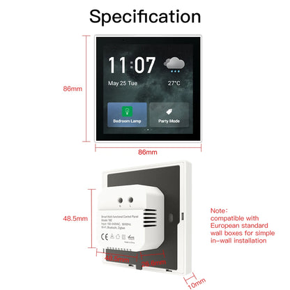 Tuya Smart Life 4-inch touch screen control panel with ZigBee hub for home automation and intelligent scene management.