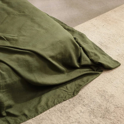 4-piece linen bed sheet set with flat sheet, fitted sheet with deep pockets, and pillowcases in natural flax color by BACKUPMYFILESNOW.COM®