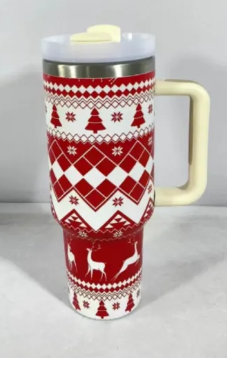 Christmas Cheer Tumbler by BACKUPMYFILESNOW.COM® featuring festive holiday design and vibrant red and green colors.