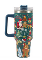 Christmas Cheer Tumbler by BACKUPMYFILESNOW.COM® with festive holiday design and vibrant red and green colors.