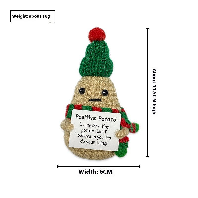 Green-hatted Christmas Positive Potato Doll by BACKUPMYFILESNOW.COM®, featuring a cheerful potato character for holiday decor.