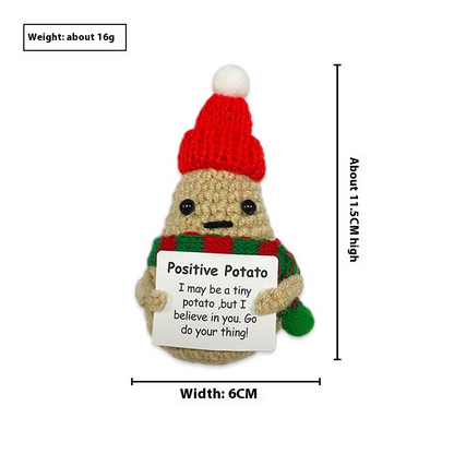 Christmas Positive Potato Doll wearing a green hat, featuring a cheerful expression, from BACKUPMYFILESNOW.COM®