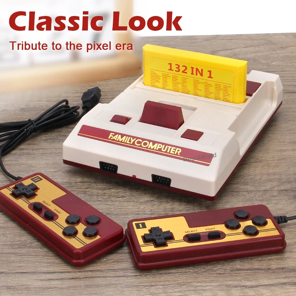 8-bit video game console with built-in 500 classic games, family computer TV game console supporting game cartridges, retro gaming
