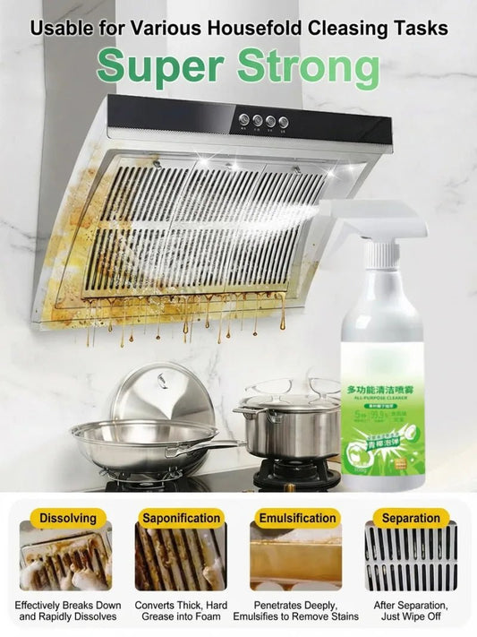All-purpose household cleaning spray by BACKUPMYFILESNOW.COM®, used for kitchen grease, bathroom glass, and whole-home cleaning.