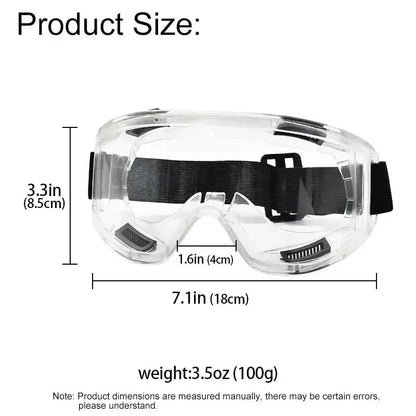 Clear safety antifog protective goggles by BACKUPMYFILESNOW.COM® with anti-splash, wind-proof lens for industrial, lab, cycling, or riding.