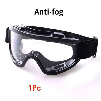 Clear safety antifog protective goggles from BACKUPMYFILESNOW.COM®, windproof and splash-resistant eyewear for industrial, lab, and cycling use.