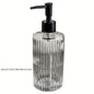 Clear 450ml portable glass hand sanitizer container with pump, suitable for bathroom, travel, liquid soap, shampoo, and body wash.