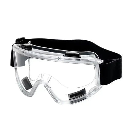BackupMyFilesNow® fog-proof safety goggles with clear lenses, black frame, anti-splash dust-proof design for lab and work safety.