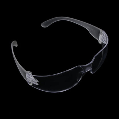 Clear safety goggles with vented design and anti-fog coating, providing protective eyewear for lab or industrial use.