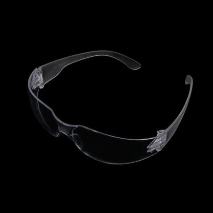 Clear safety goggles with ventilation, anti-fog and sand-proof design, providing protective eye coverage for lab or industrial use.