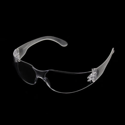 Clear safety goggles with ventilation, anti-fog and sand-proof design, providing protective eye protection for lab and safety use.