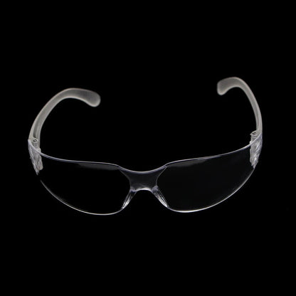 Clear safety goggles with ventilation, anti-fog design, sand-proof lenses, and protective eyewear for lab and safety use.