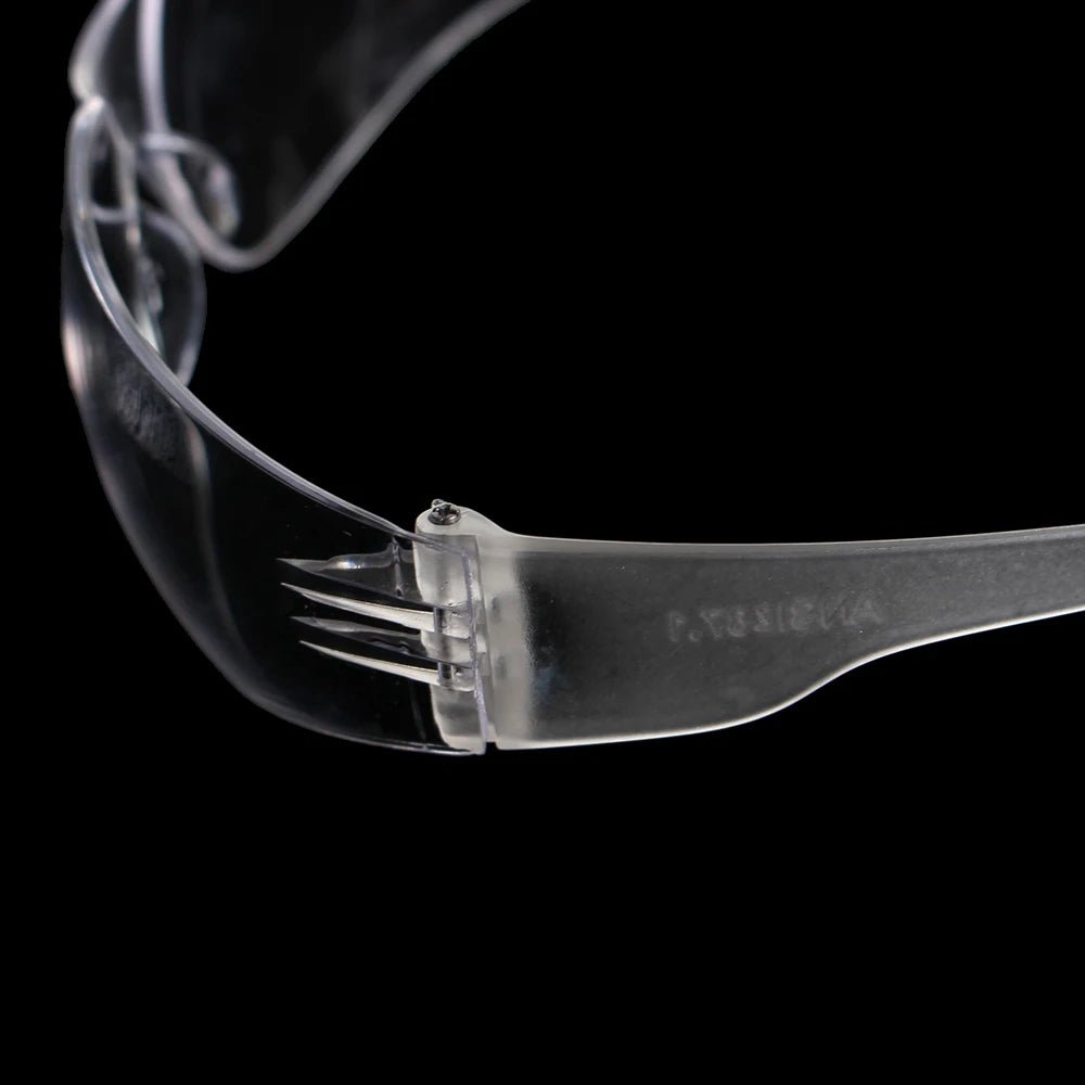Clear safety goggles with ventilation, anti-fog, sand-proof lens, and protective eyewear design for lab and safety use by BACKUPMYFILESNOW.COM®.