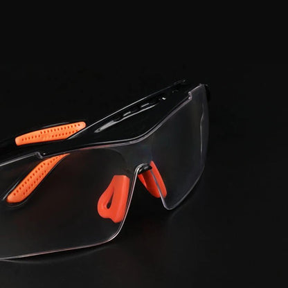 Grey cycling goggles by BACKUPMYFILESNOW.COM® with windproof, sandproof, anti-splash vents, suitable for outdoor lab and safety use.