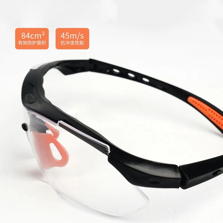 Gray BACKUPMYFILESNOW.COM cycling goggles with vented design, windproof and anti-splash protection for outdoor safety and lab work.