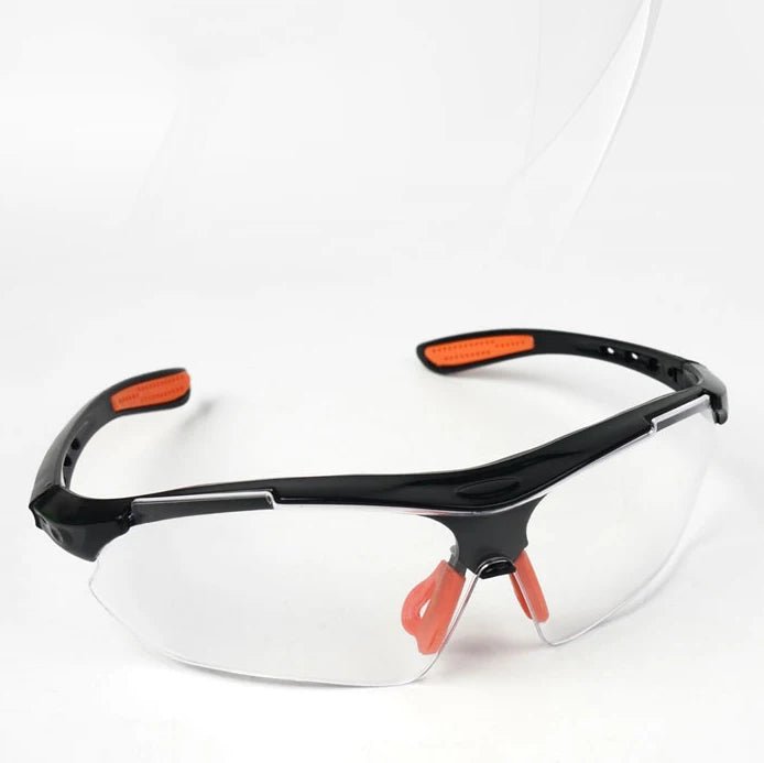 Grey cycling goggles from BACKUPMYFILESNOW.COM® with windproof, sandproof, anti-splash vents, suitable for outdoor lab or riding safety.