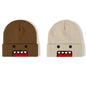 Domo Kun embroidered knitted hat for men and women, warm, windproof, autumn winter outdoor fashion, casual trendy style.