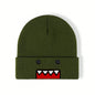 Domo Kun cartoon embroidered knitted hat for men and women, warm, windproof, casual winter outdoor accessory in hip hop style