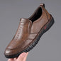 Men's coffee-colored genuine leather slip-on shoes from BackupMyFilesNow.com, stylish for business, formal, and leisure occasions.