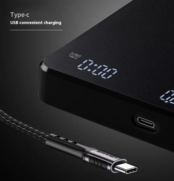 BackupMyFilesNow.com® coffee scale with digital display for precise coffee measurement and brewing.