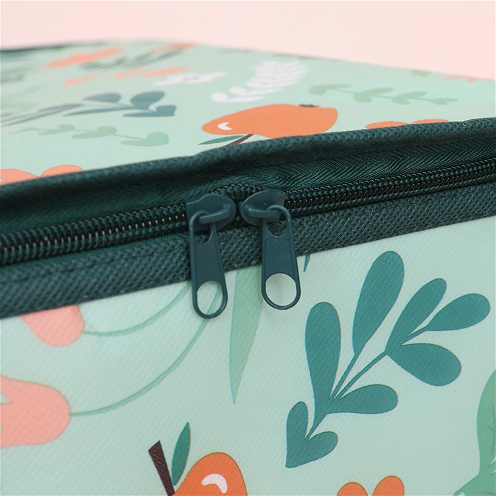 Colorful floral insulated reusable grocery bag with collapsible cooler design, large capacity, and heavy-duty construction for groceries.