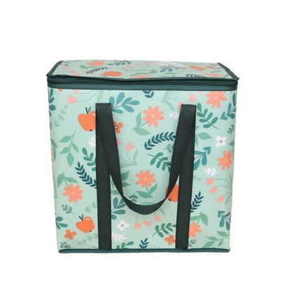 Colorful floral insulated reusable grocery bag from BackupMyFilesNow.com, collapsible cooler for groceries, large heavy-duty insulated bag.