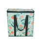Colorful floral insulated reusable grocery bag from BackupMyFilesNow.com, collapsible cooler for groceries, large heavy-duty insulated bag.