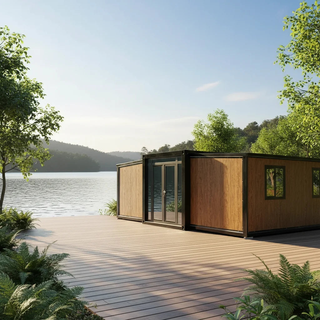 Expandable 20ft and 40ft container house by BACKUPMYFILESNOW.COM®, showing collapsible prefabricated Australian Standard office building.