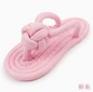Pink cotton rope slippers dog chew toy, durable and approximately 16.7cm, designed for chewing and play by pets.