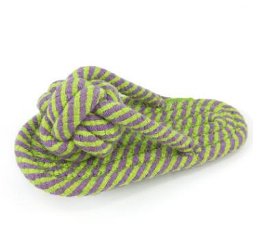 Pink cotton rope slippers dog chew toy, approximately 16.7cm, durable and soft, designed for dogs to chew and play.