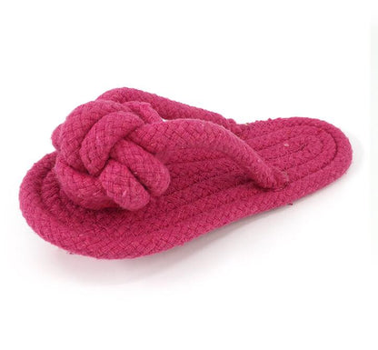 Pink cotton rope slippers dog chew toy, durable and approximately 16.7cm long, by BACKUPMYFILESNOW.COM®