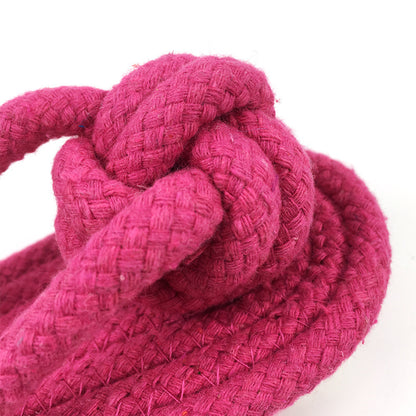 Pink cotton rope slippers designed as durable dog chew toys, approximately 16.7cm, from BACKUPMYFILESNOW.COM®