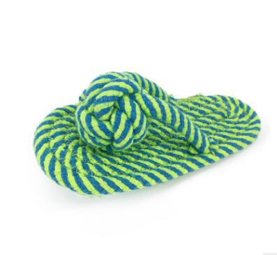 Pink cotton rope slippers dog chew toy, durable and approximately 16.7cm, designed for safe, playful chewing by dogs.