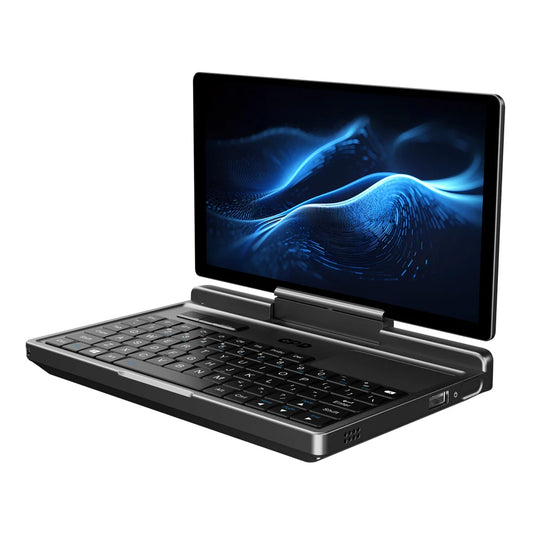 GPD MicroPC 2 handheld mini laptop with 7-inch touch screen, 16GB RAM, 512GB SSD, N300 CPU, running Windows 11.