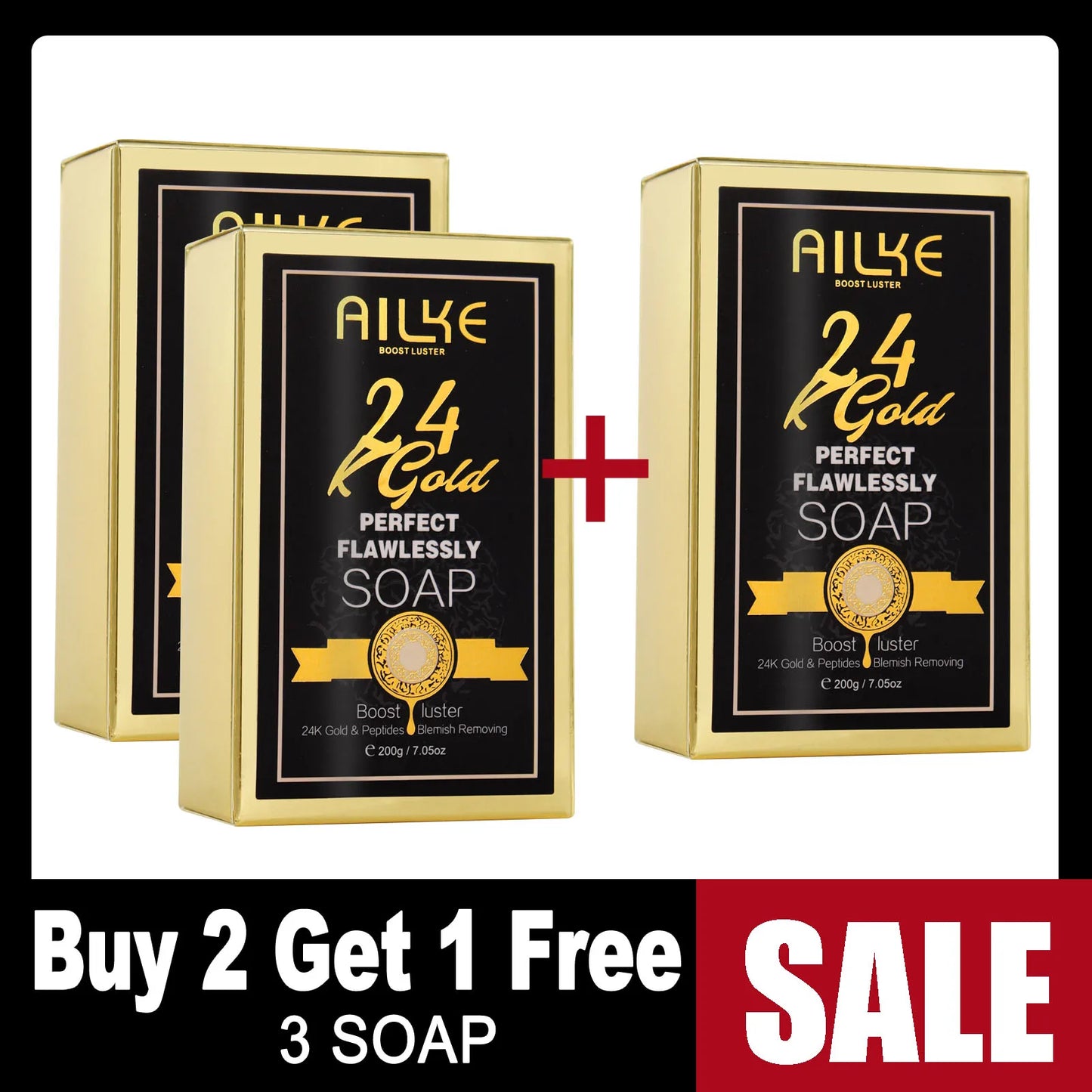 AILKE 24K Gold Flawlessly Skin Care Range cream in a 50g jar, designed to reduce dark spots, melanin, wrinkles, and moisturize skin.