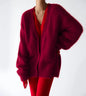 Creamy white imitation mink cardigan for women, loose long-sleeve knitted sweater jacket, soft, solid color, stylish and comfortable.