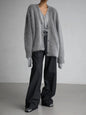 Creamy white imitation mink cardigan for women, loose knitted sweater jacket with long sleeves, solid color, soft and trendy.