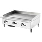 Commercial hard chrome gas griddle with stainless steel surface, ideal for restaurant kitchens, CE certified by BackupMyFilesNow.com