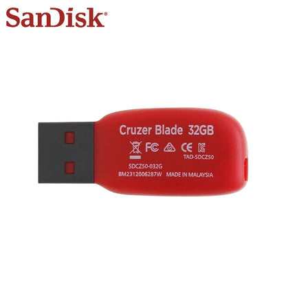 SanDisk Super Mini USB 2.0 flash drive in various capacities, compact pen drive for computer, TV, car audio, and data storage.