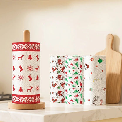 Thickened disposable kitchen paper towels with multi-fold design for wet and dry use, suitable for Christmas, Halloween, picnics, and parties.