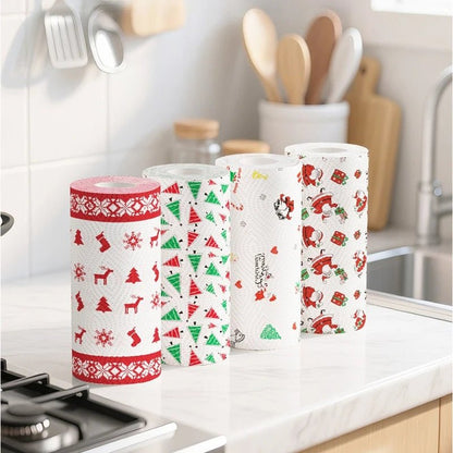 Thickened disposable kitchen paper towel roll with multi-fold design, suitable for wet or dry use during holidays and parties.