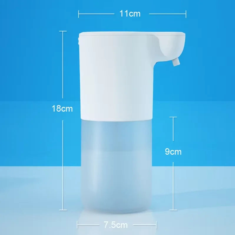 USB charging automatic foam soap dispenser with infrared touchless sensor, compact design for kitchen and bathroom use.