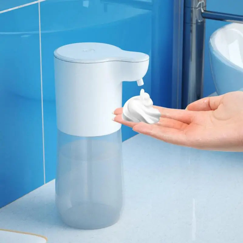 USB charging automatic foam soap dispenser with infrared sensor, compact touchless hand washer for kitchen or bathroom use.