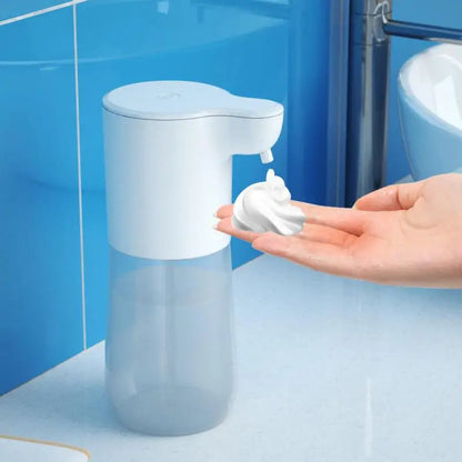 USB charging automatic foam soap dispenser with infrared sensor, compact touchless hand washer for kitchen or bathroom use.